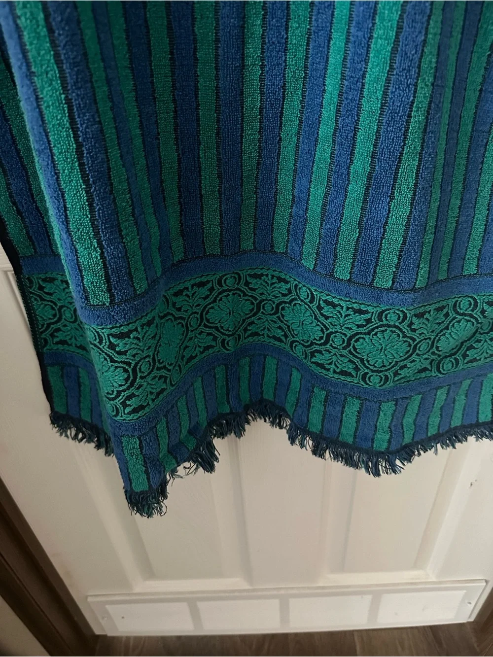 Callaway Teal & Navy Striped Barh towel 1960-1970
